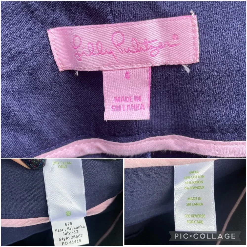 Lilly Pulitzer Luxury Solid True Navy Capri Pants size 4 - Picture 15 of 16